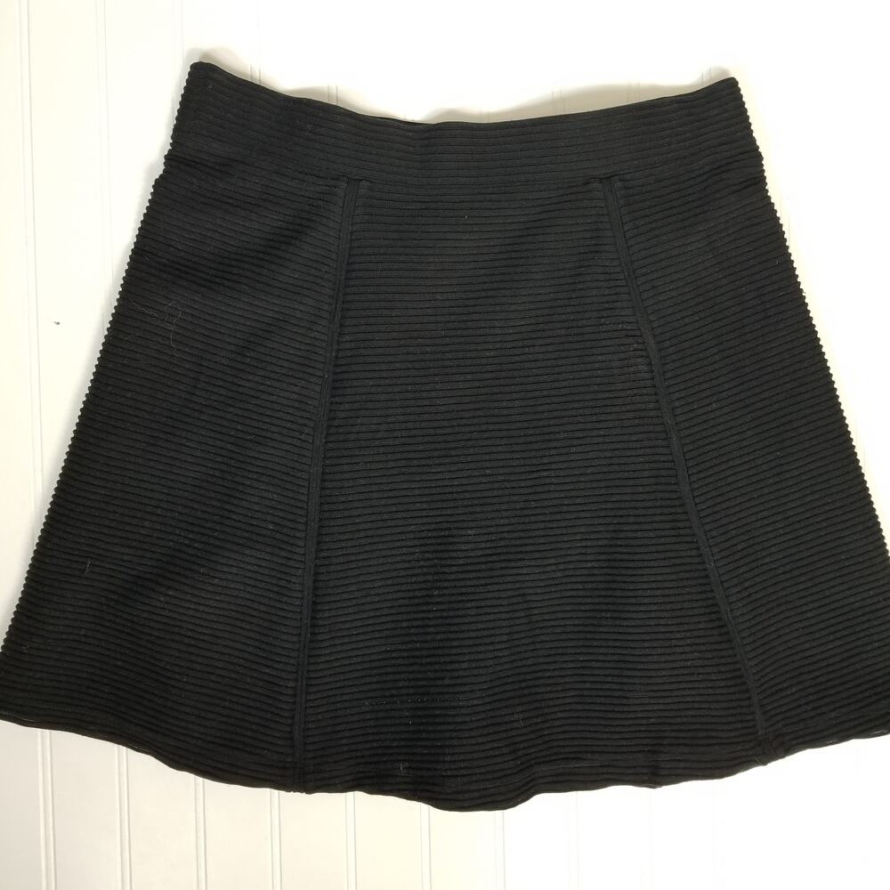 Vince Ribbed Black Skater A-Line Skirt Small